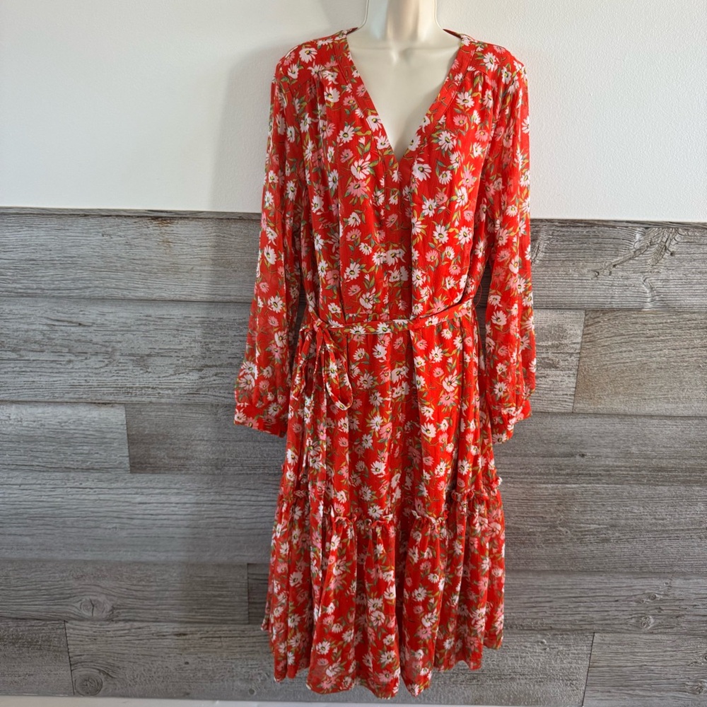 Draper James RSVP Long Sleeve Tiered Midi Dress Size 1X